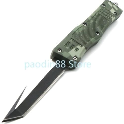 616 Digital Green Straight Knife 440C Blade Zinc Alloy Handle Camping Hiking Hunting Knife Window Breaker Tactical Edc Knife