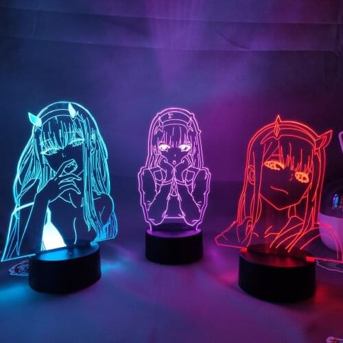 Zero Two 02 Anime Figure 3D LED RGB Night Lights Cool Lovely Gift For Friend Lava Lamp Bedroom Table Decor Darling In The Franxx