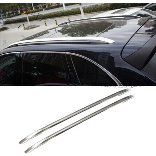 For Porsche Cayenne 2011-2017 Shiny Silver Roof Rails Baggage Luggage Rack Moulding Cover Trim 2Pcs Car Accessories