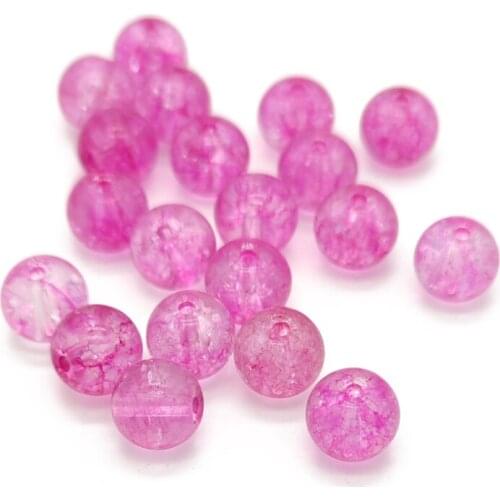 8mm Natural Beads Stone Cracked Rose Red Glass Beads for Jewelry Making Bracelet Necklace Accessories