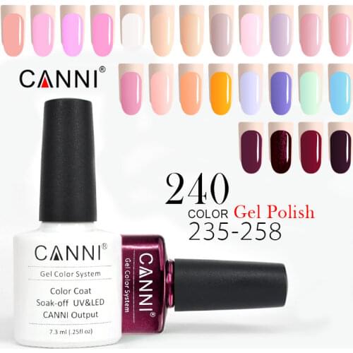CANNI UV Gel Varnish 7.3ml French Color 215-258 Glitter Pearl Shiny Bling Bling Sequins LED UV Lamp Nail Art Gel Nail Polish