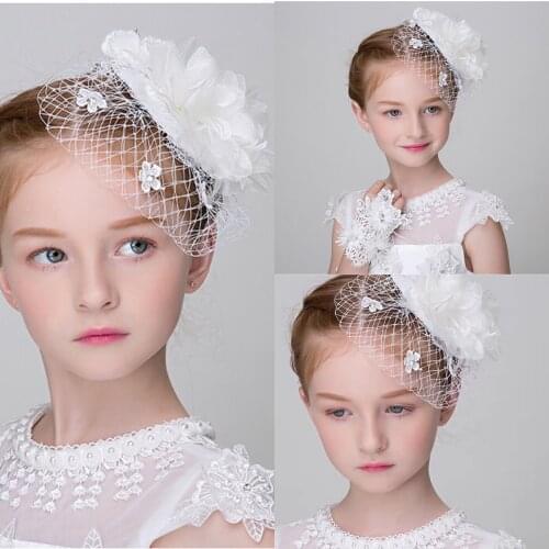 Childrens headdress hat temperament top hat girl princess birthday flower child dress performance wedding accessories hair acce