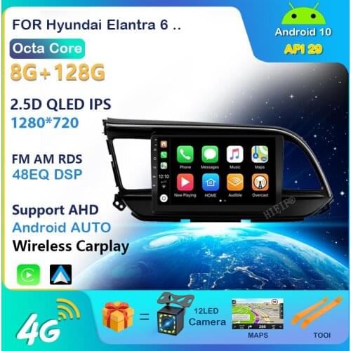 For Hyundai Elantra 6 2015 2016 2017 2018 Android 10.0 DSP 8 core 4G RAM 64G ROM Car Radio Navigation multimedia Player
