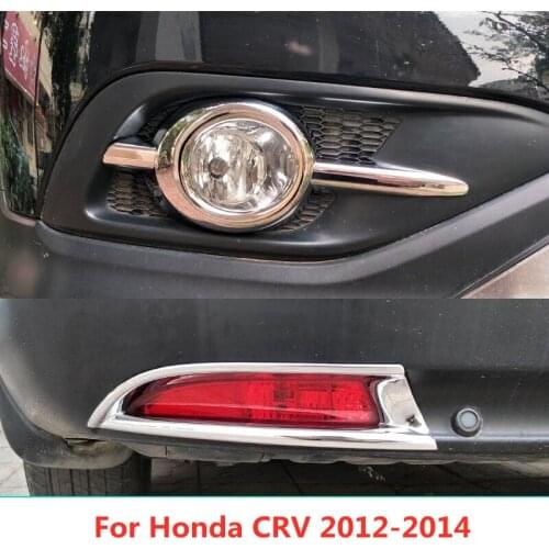 Chrome Car Front Rear Fog Light Cover Fog Lamp Sticker Moulding Trim for Honda CRV 2012 2013 2014 Styling