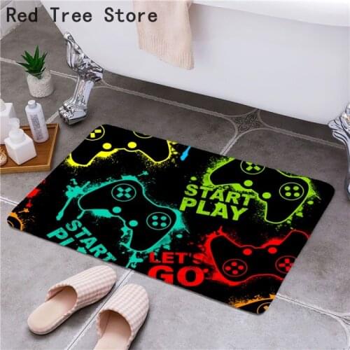 Cartoon Printed Game Controller Doormat Non-Slip Soft Flannel Carpet Home Decor Nordic Style Floor Door Mat for Hallway Toilet
