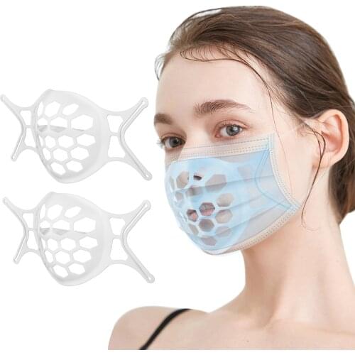 2pc 3D Mouth Mask Support Breathing Assist Mask Inner Cushion Bracket Food Grade Silicone Mask Holder Washable Reusable Bracket