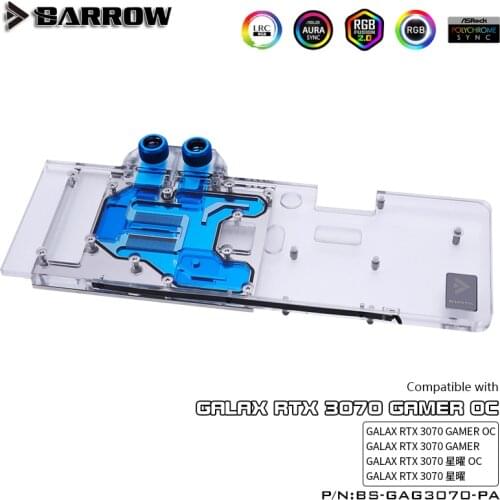 BARROW Full coverage Water Cooling Block use for GALAX RTX 3070 GAMER OC GPU Card copper radiator block 5V 3PIN Header A-RGB
