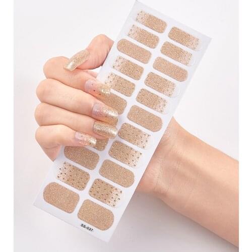 Lamemoria 22tips Nail Art Adhesive Sticker DIY Manicure Snowflake Shiny Sequins Nail Polish Strips Wraps Accessories Wholesale