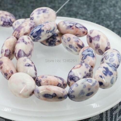 2021 Hot 13X18mm Multicolor Riverstones Rain Flower Rainbow Stone Ellipse Loose Ornaments DIY Beads 15inch Women Jewelry making
