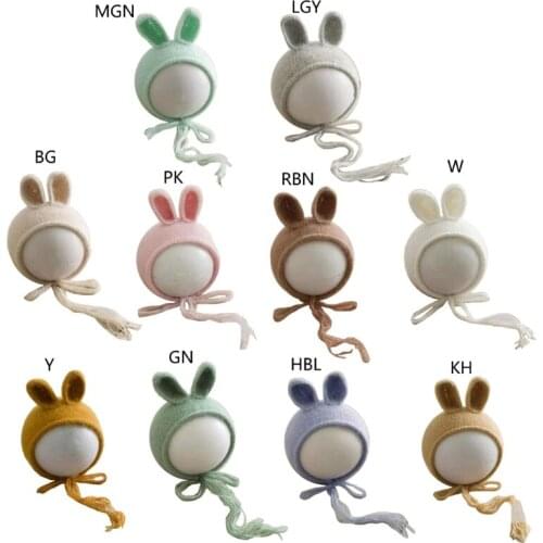Cute Rabbit Ears Baby Hat Newborn Photography Props Infants Soft Mink Hair Beanies Cap for Photo Shooting