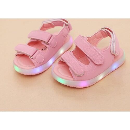 Fashion Toddler Infant Kids Sport Summer Boys Girls Baby Rubber Prewalker LED Luminous Anti-slip First Walkers Shoes Sneakers#g4