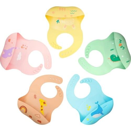 Fashionable Silicone Baby Bib Waterproof Infant Bibs Newborn Feeding Cloth Toddle Boys Girls Adjustable Different Styles of Bibs