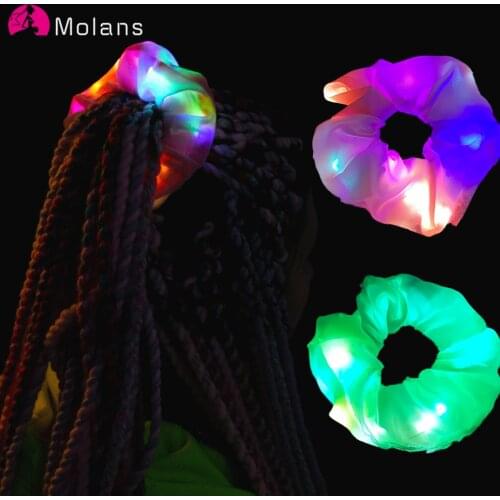 Molans 2020 LED Luminous Scrunchies Hairband Women Elastic Hair Bands Girls Hair Ties Ponytail Holder Headwear Accessories