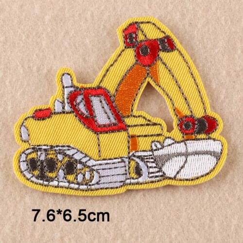 Cartoon Excavator Iron on Embroidered Embroidery Clothes Patch For Clothing Boys