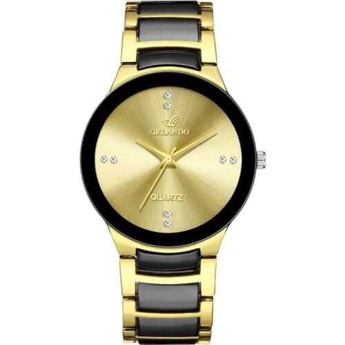Men Full Steel Quartz Watch Golden Big Size Mens Watches Dual Time Zone Military Man Watch