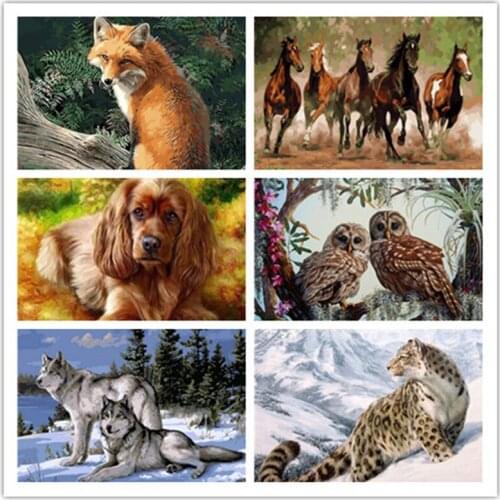 Framed Animal DIY Painting By Numbers Wall Art DIY Canvas Oil Painting Home Decor For Living Room 40*50cm