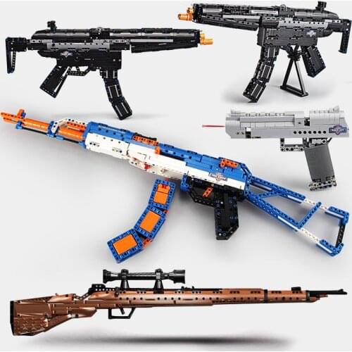 Military guns kits PUBG 98K AK47 Rifle SWAT AKM model Building Block bricks soldier police Weapon sets world war ww2 ii kids toy