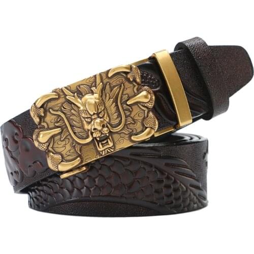 New Arrival High Quality Cow Leather Dragon Flight Pattern Belt Fashion Automatic Buckle Belt for Men Casual Belt