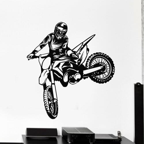 Retro Wall Stickers Vinyl Wall Decal Freestyle Motorcycle Speed Extreme Sports Stickers Home Boys Bedroom Wallpaper Mural M319