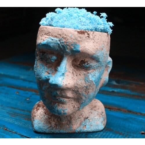 Garden Cement Vase 3D Big Human Face Pen Candle Holder Silicone Resin Molds Concrete Clay Art Craft Flower Pot Planter Mould