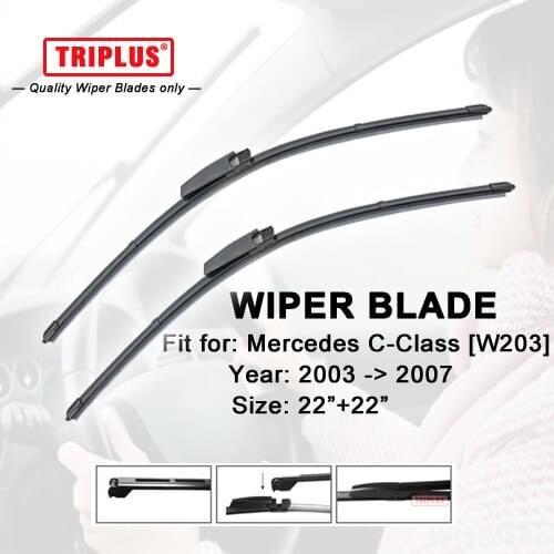 Wiper Blade for Mercedes Benz C Class W203 (2003-2007) 1 set 22"+22", Flat Aero Beam Windscreen Wiper Frameless Soft Blades