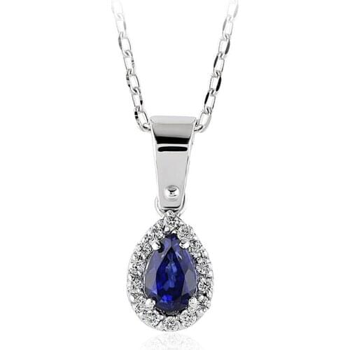 Symbol Gold 0.40 Carat Diamond Sapphire Necklace Drop Cut Fashion Jewelry Stylish Brilliant Eye-catching Pendant For Women