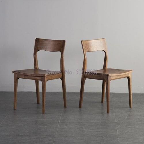 Nordic Black Walnut All Solid Wood Dining Chair Desk Chair Japanese-style Log Dashan Simple Modern Backrest Lounge Chair
