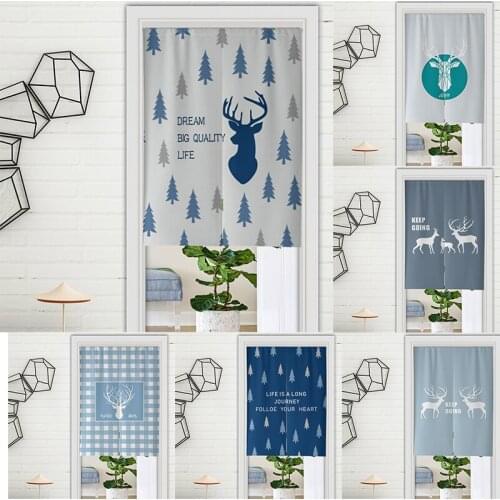 Nordic Elk Cotton Linen Door Curtain Bedroom Kitchen Partition Curtain Toile Cloth Half Panel Curtain Blackout Curtain Decor