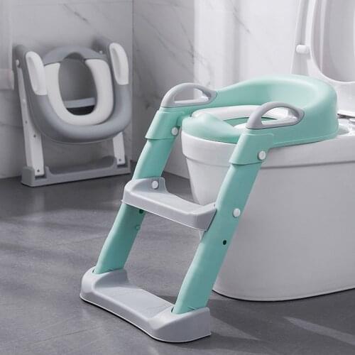 Folding Infant Potty Seat Urinal Backrest Training Chair with Step Stool Ladder for Baby Toddlers Safe Toilet Potties WF