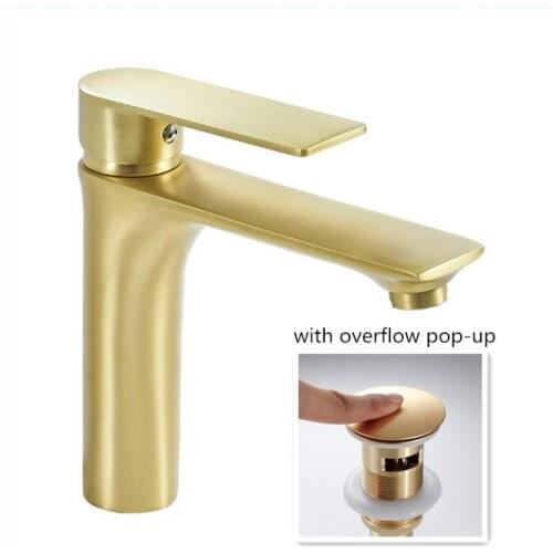Basin faucet Bathroom water tap Single lever hot and cold vessel sink mixers basin mixer taps brass brush gold with brass pop-up
