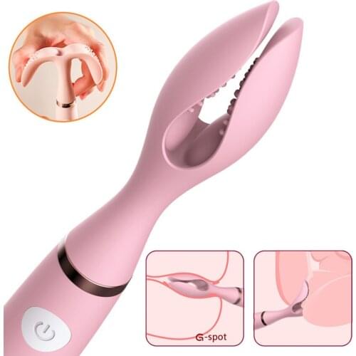 10 Modes G-spot Vibrator Double Clip Stimulation Vaginal Masturbaor Clitoris Stimulator Nipple Massager Sex Toys for Women Adult