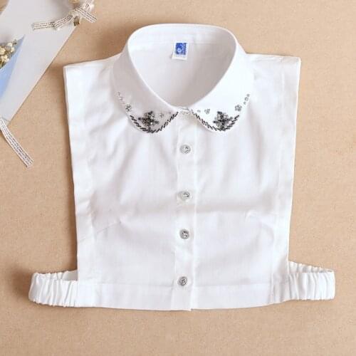 Vintage Beads Fake Collars Ladeis Shirt Sweater Detachable Collars Blouse Tops Fake Collar Korean Removable Faux Cols Decor