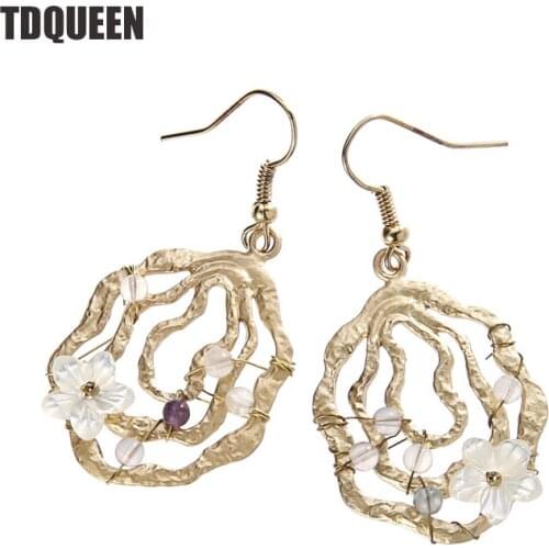 Drop Earrings Gold-color Flower Hanging Earrings for Women Fashion Brincos Handmade Statement Dangle Ear Earring indian jewelry