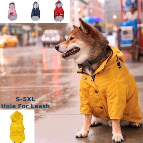 Dog Waterproof Raincoat Pet Jacket Bulldog Windbreaker Poodle Pug Bichon Puppy Coat Rainwear Dog High Quality Raincoat PU S-5XL