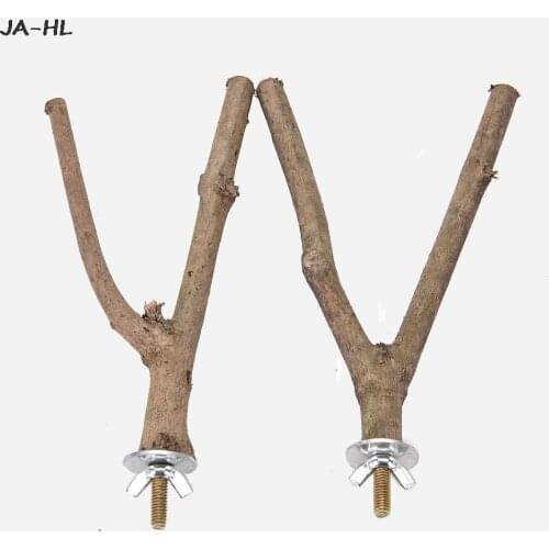 High Quality Pet Parrot Raw Wood Fork Stand Rack Toy Hamster Branch Perches for Bird Cage