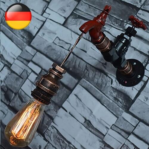 Iron Rust Water Pipe Wall Lamps E27/E26 Retro Industrial Vintage Steam Punk Loft Wall Sconce Lights For Living Room Bedroom Bar