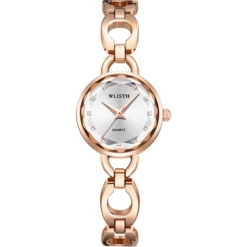 Luxury WLISTH Brand Watches Small Rose Gold Bracelet Stainless Steel Ladies Quartz Wristwatches Fashion Casual Women Dress Watch