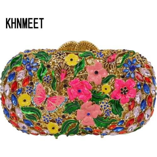 LaiSC Clutch Bag with butterfly Ladies Diamond Multicolor Evening Clutches Unique Prom Handbag Party Purse sc451-C