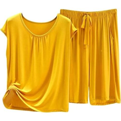 2412d-7Women Modal Pajama suit womens summer loose cotton casual bottoming Sleepwear shorts two-piece homewear set