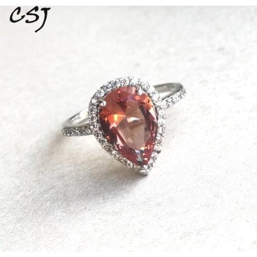 CSJ Elegant Zultanite Rings Sterling real 925 Silver Created Stone Color Sultanite Fine Jewelry Women Lady Wedding Party Gift