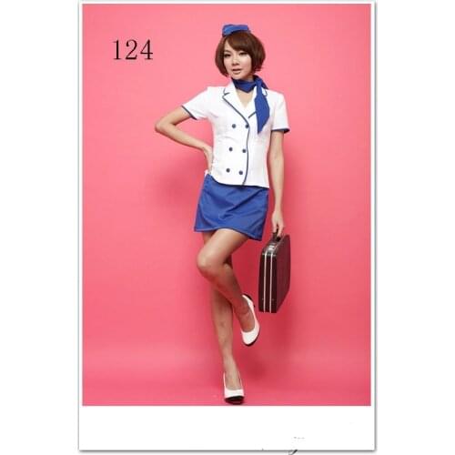 Womens Sexy stewardess Halloween Fancy Dress party costume Cosplay Dress 124