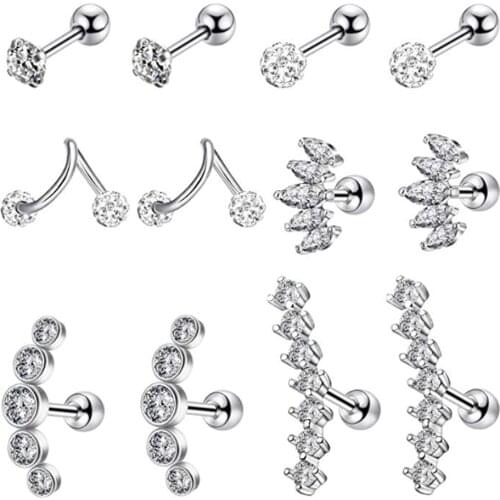 1PC Ear Cartilage Earrings Helix Earrings Ear Piercing Jewelry Stainless Steel Ear Studs for Women Girls Gifts Favors Makeup