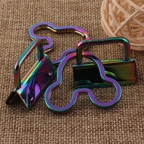 10 sets Rainbow Key Fob Hardware with Mouse head Key Rings,for webbing,Wristlets Fabric Key Chains,webbing key fobs