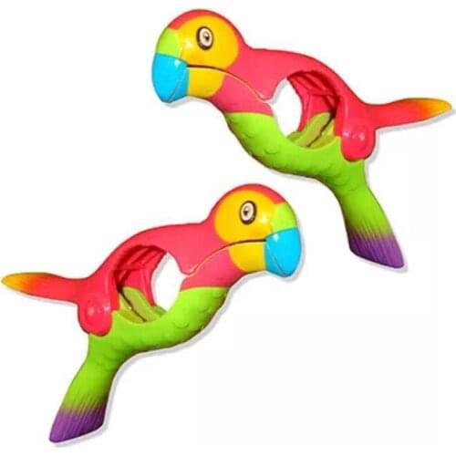 2pcs Clothespin Beach Towel Clips Parrot Bird Plastic Clothes Clip Quilt Socks Hanger Clips Prevent Wind Clothes Peg Drying Rack