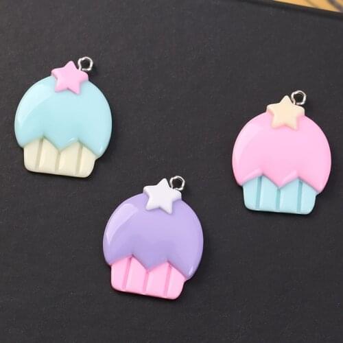 20pcs 23*38mm cute cupcake charms resin charms necklace pendant keychain charms for DIY decoration