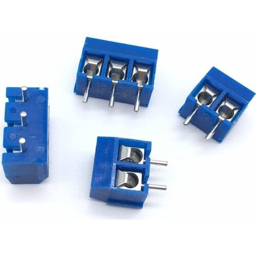 20PCS/LOT KF301-5.0-2P 3P MF301 Screw 2Pin 5.0mm Straight Pin PCB Screw Terminal Block Connector Blue Cross-shaped