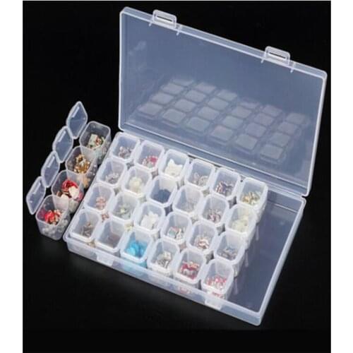 28 slots storage box Organizer case cross stitch sewing Tools holder storage boxes Nail Art diamond painting accessories LG2908