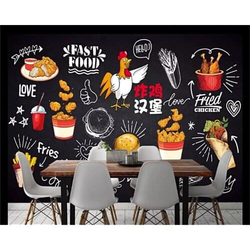 Beibehang papel de parede 3d Wall mural brick wall delicious burger fast food restaurant tooling kitchen wallpaper background