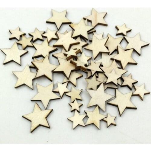 50 100 200 PCS Mix Size Pentagram wood chips Decoration Embellishments Crafts Scrapbooking Supplies DIY Hand-made