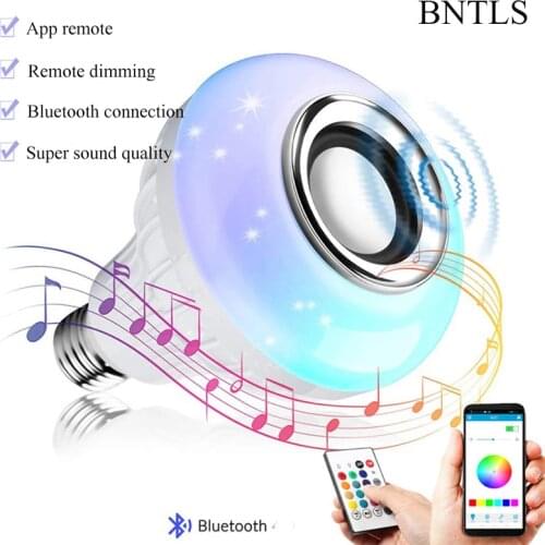 7W E27 Smart RGB RGBW Wireless Bluetooth Speaker Bulb Music Playing Dimmable LED Bulb Light with 24 Keys Remote Controller